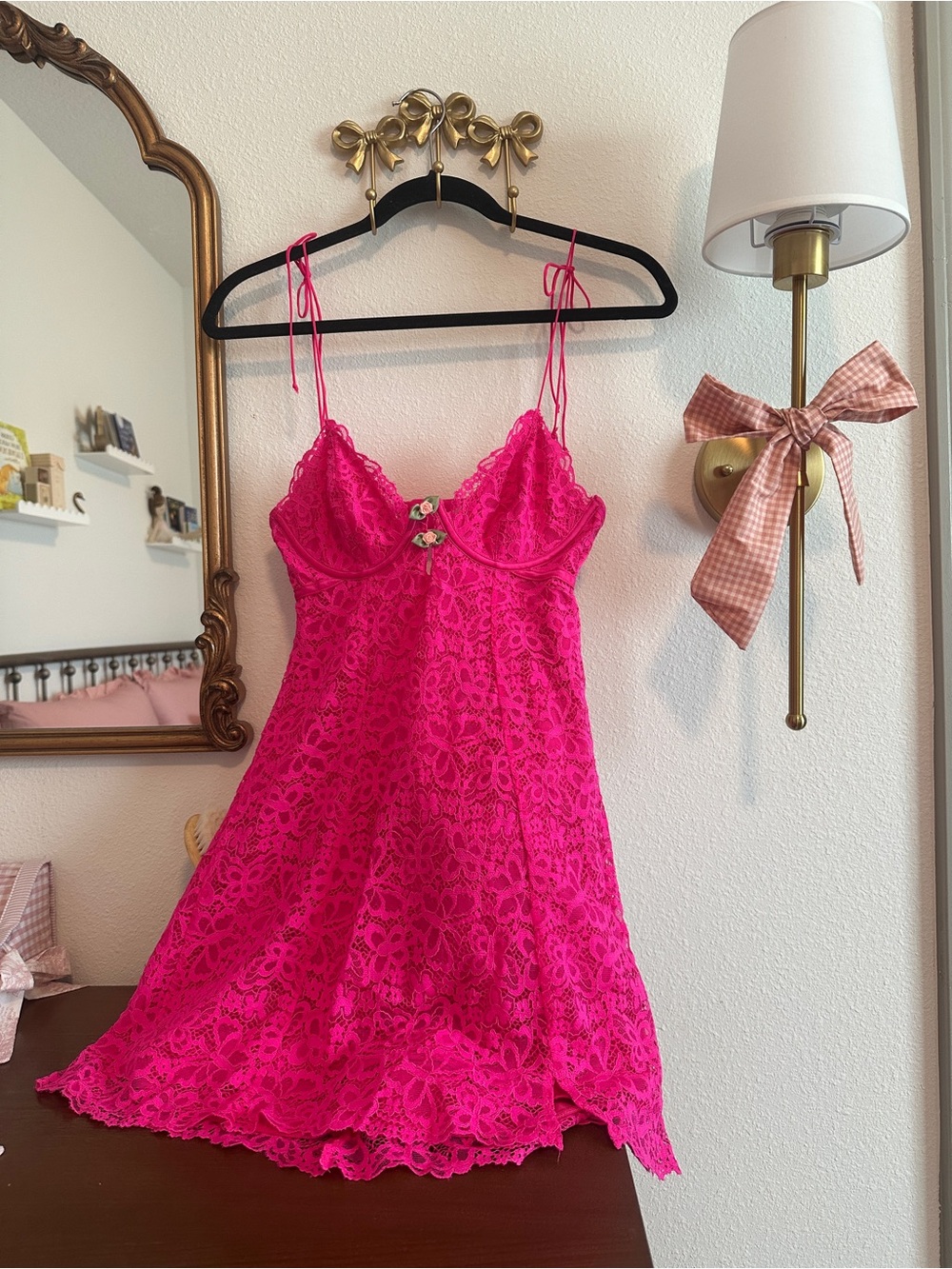 For Love and Lemons Women’s Lace Nightdress in Pink butterfly